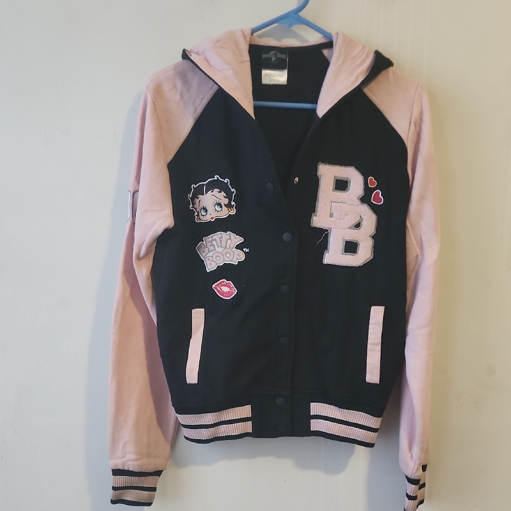 Universal Black and Pink Kids Hoodie with Cartoon Patches